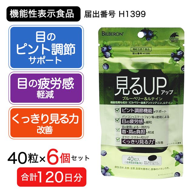 【120日分(6個セット)】見るアップ　ブルーベリー＆ルテイン　40粒 [機能性表示食品]