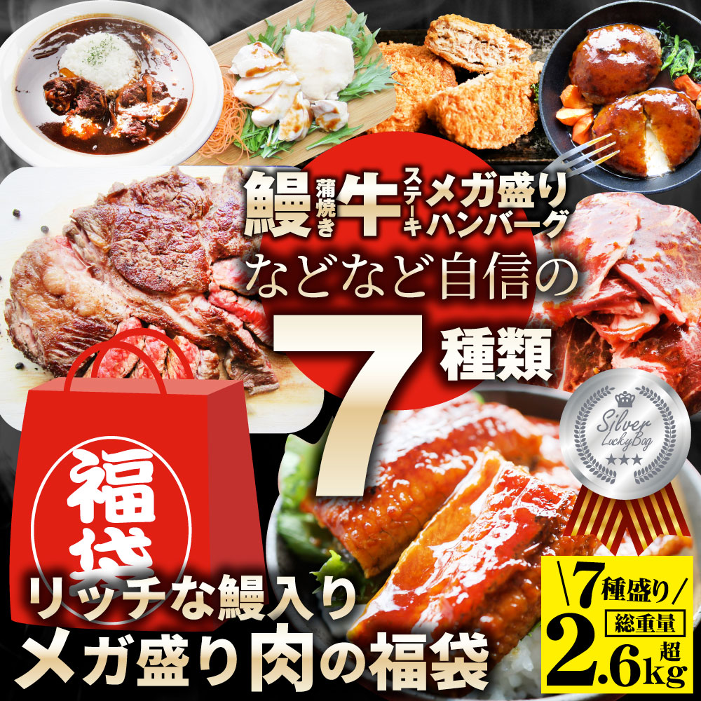 【計2.64kg】肉の福袋＜計7種 食べ比べ＞メガ盛り! シルバー福袋
