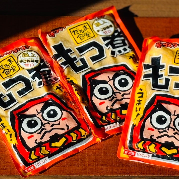 【群馬】だるま食堂　手ごね味噌のもつ煮（甘口）400g×3パックセット