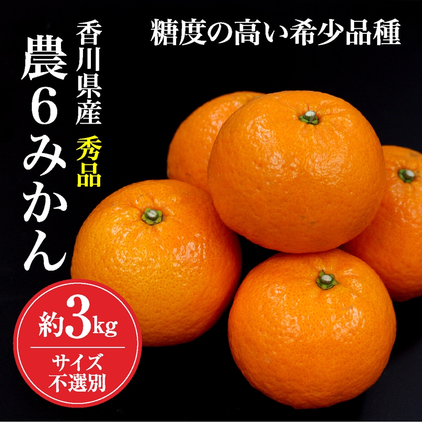 【秀品 約3.0kg】 香川県産 農6みかん (サイズ不選別)
