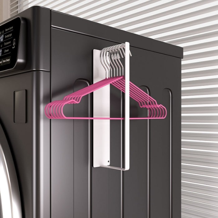 【ホワイト】マグネット式ハンガー＆小物ラック