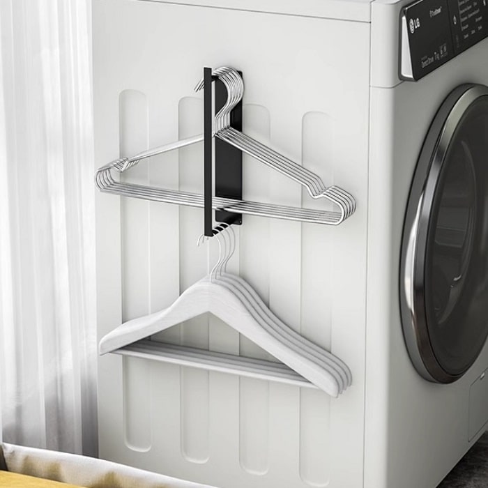 【ブラック】マグネット式ハンガー＆小物ラック