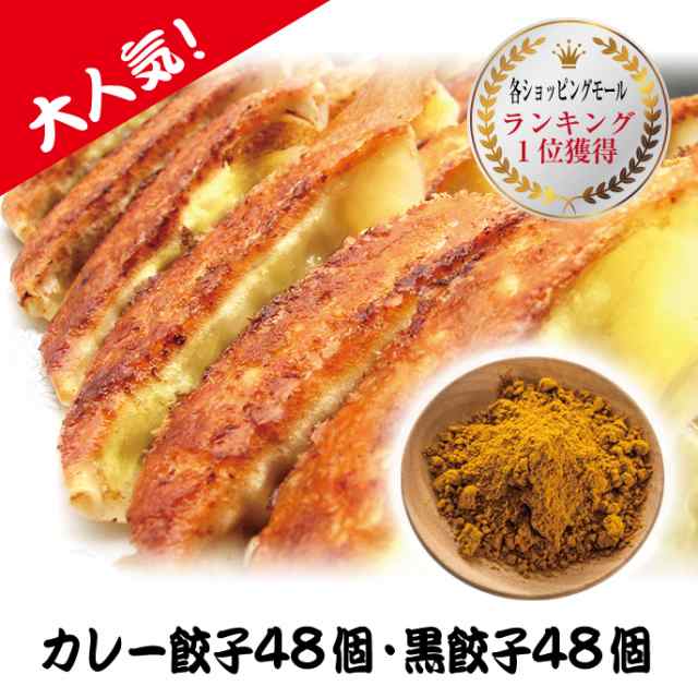 【2種/96個】美食点心ぎょうざ館 カレー餃子48個/黒餃子48個