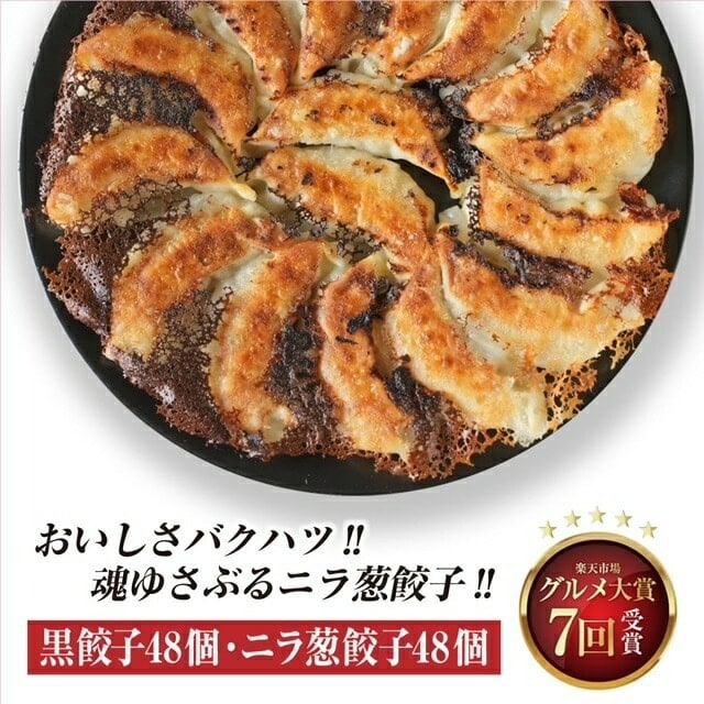【2種/96個】美食点心ぎょうざ館 黒餃子48個/ニラ葱餃子48個