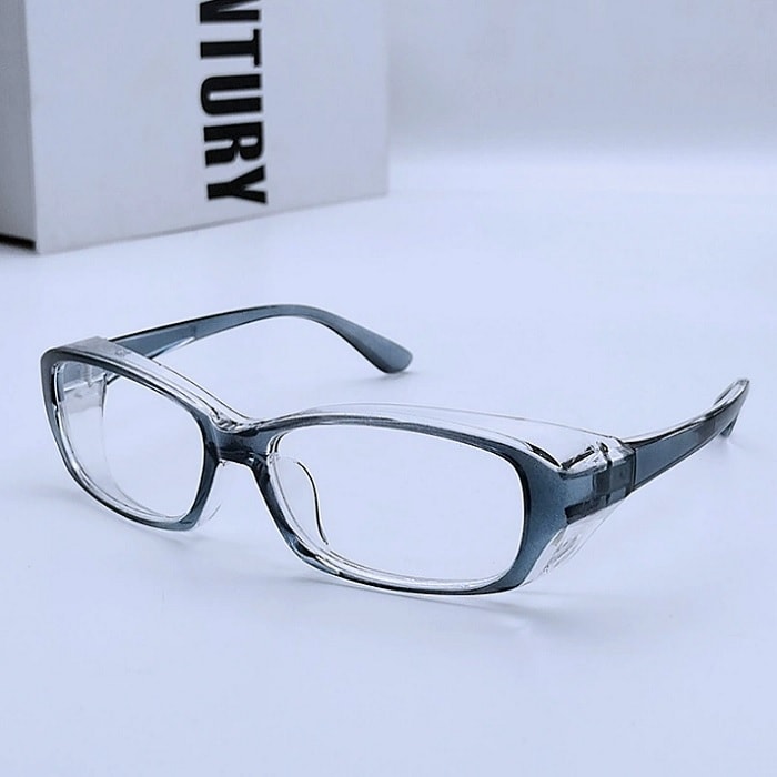 【ブルー】花粉・飛沫対策メガネ【くもり止めレンズ】