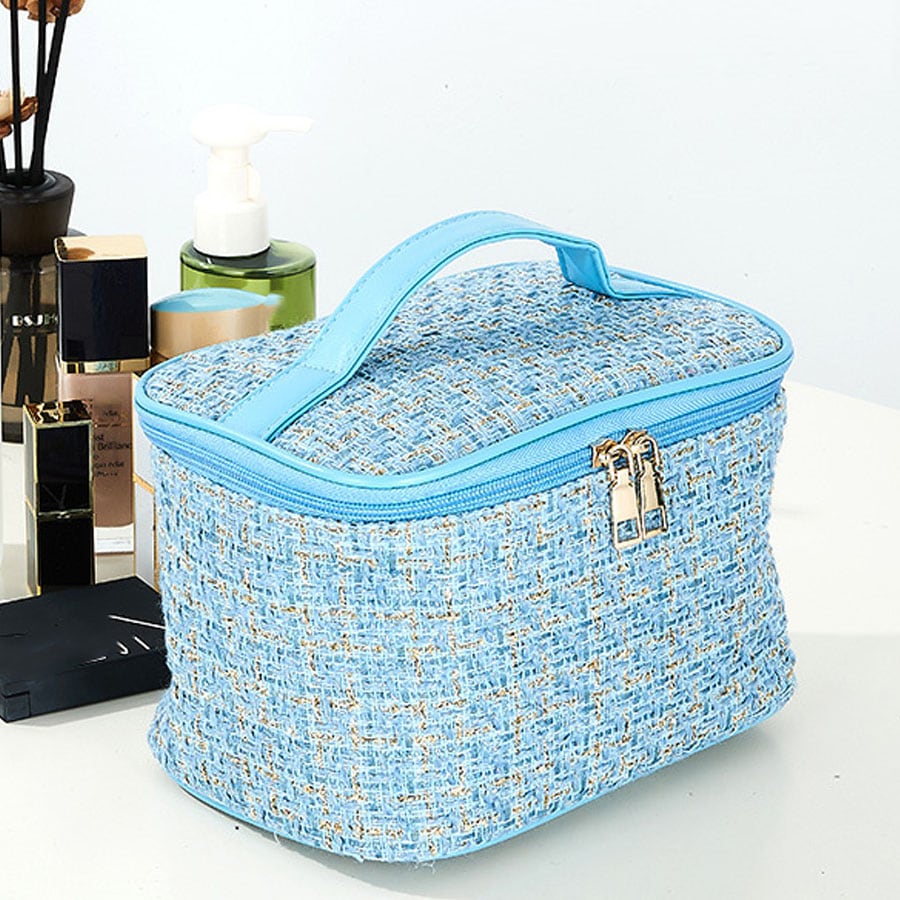 【ブルー】コスメ収納ポーチ