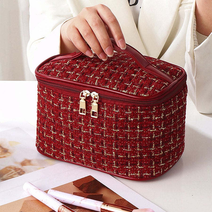 【ワインレッド】コスメ収納ポーチ