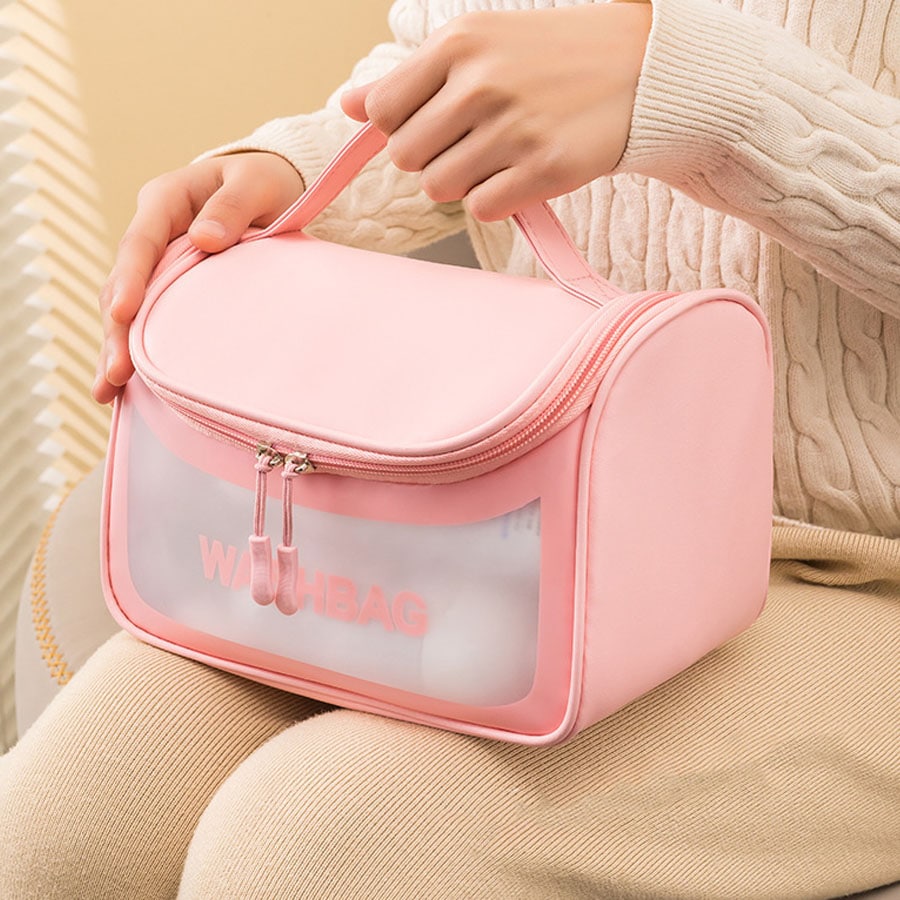 【ピンク】たっぷり収納メイクポーチ