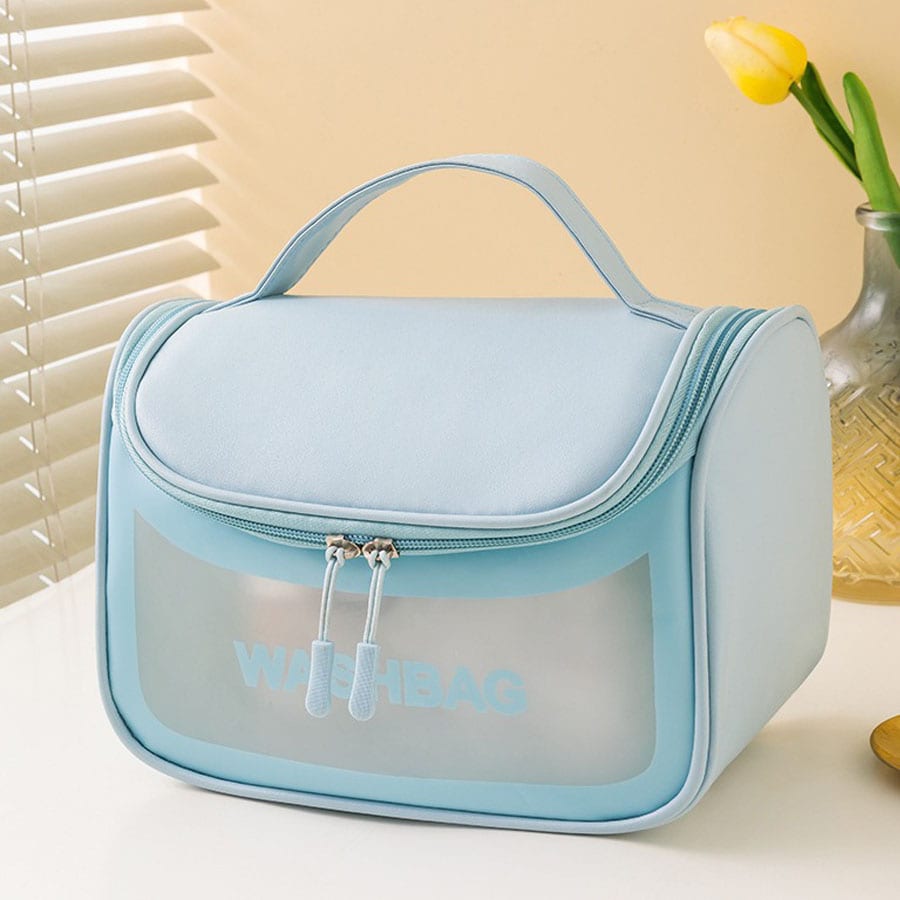 【ブルー】たっぷり収納メイクポーチ