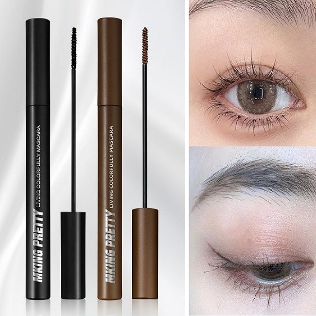 【ブラック2本+ブラウン2本】ダマになりにくい極細ブラシ、カラーマスカラ4本セット