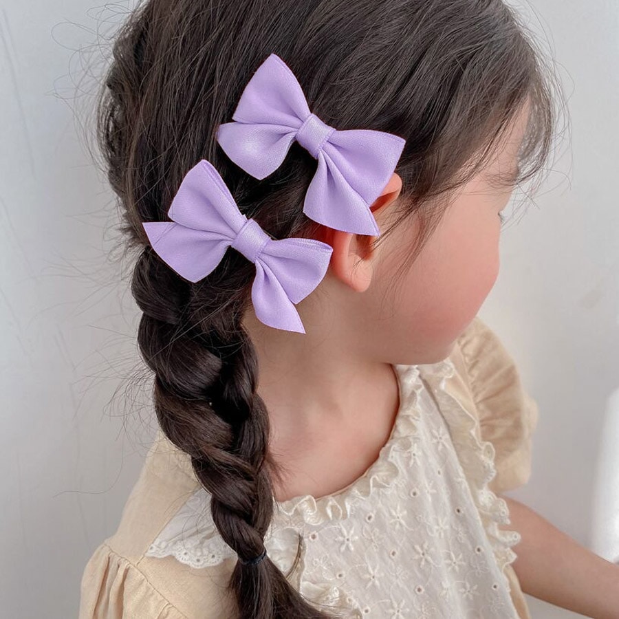 【パープル】ヘアピン2個セット リボン