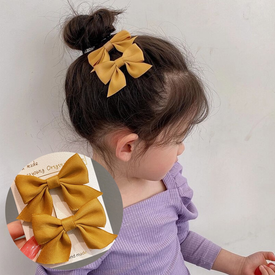 【イエロー】ヘアピン2個セット リボン