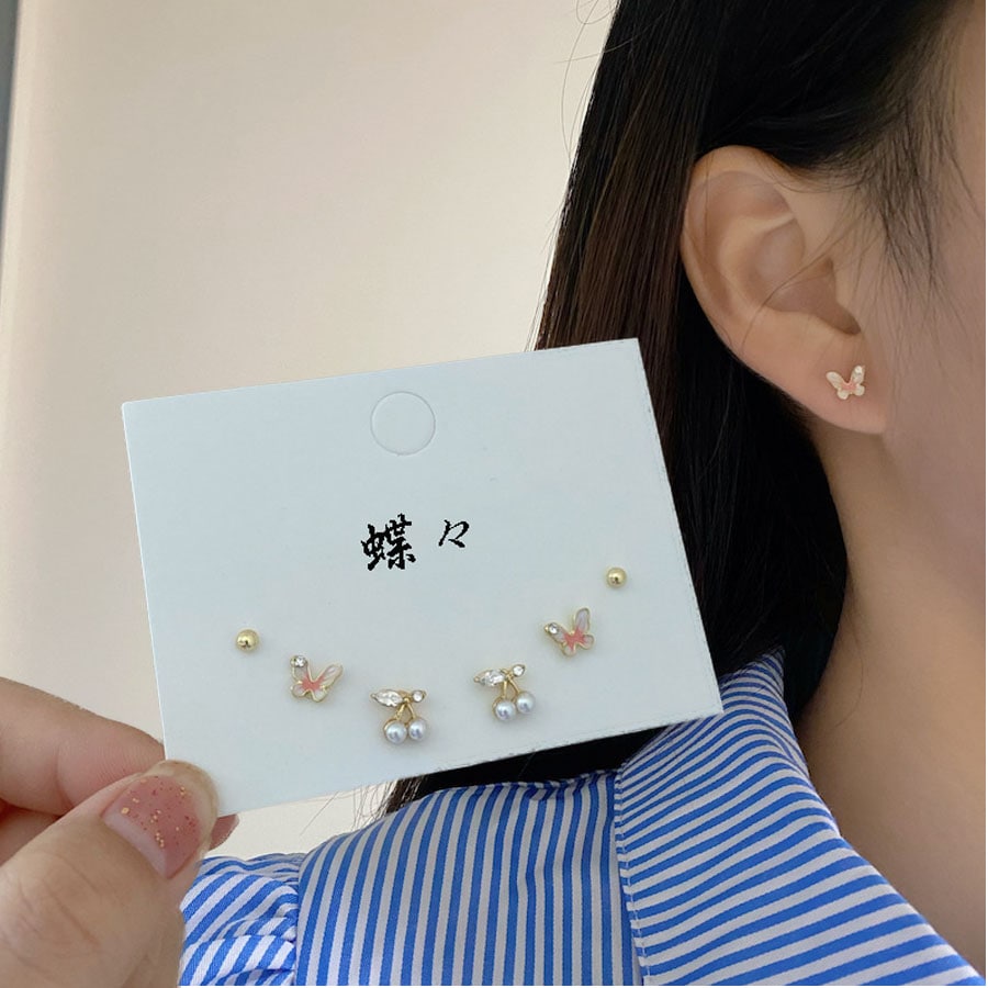 【タイプ:蝶々】ピアス3ペアセット