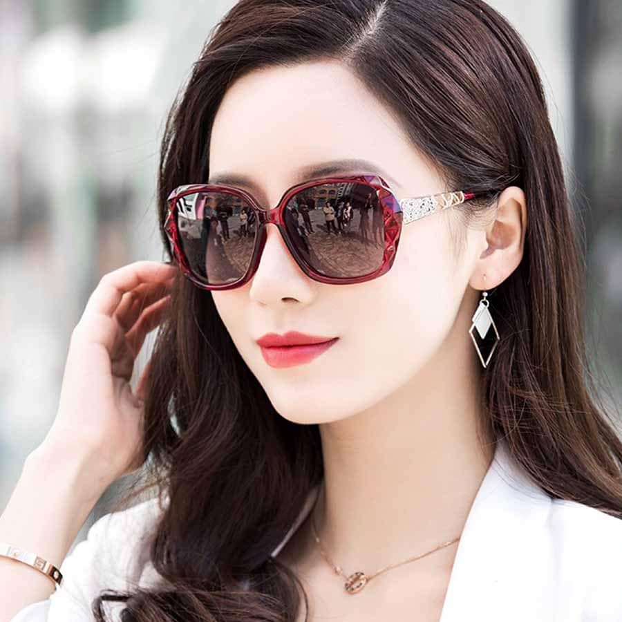 【レッド】UV400ビッグフレームサングラス