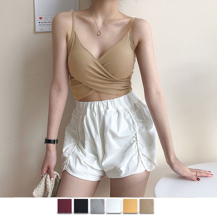 【ベージュ】カップ付 キャミタンクトップ