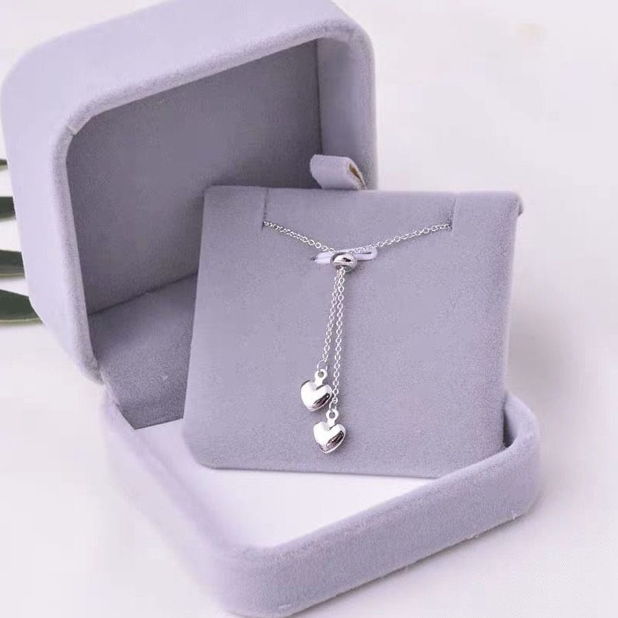 【シルバー】ハートモチーフ ループネックレス