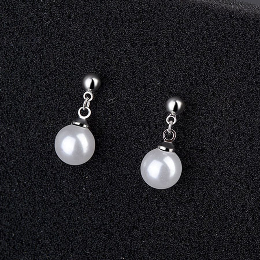 【シルバー】一粒パールピアス