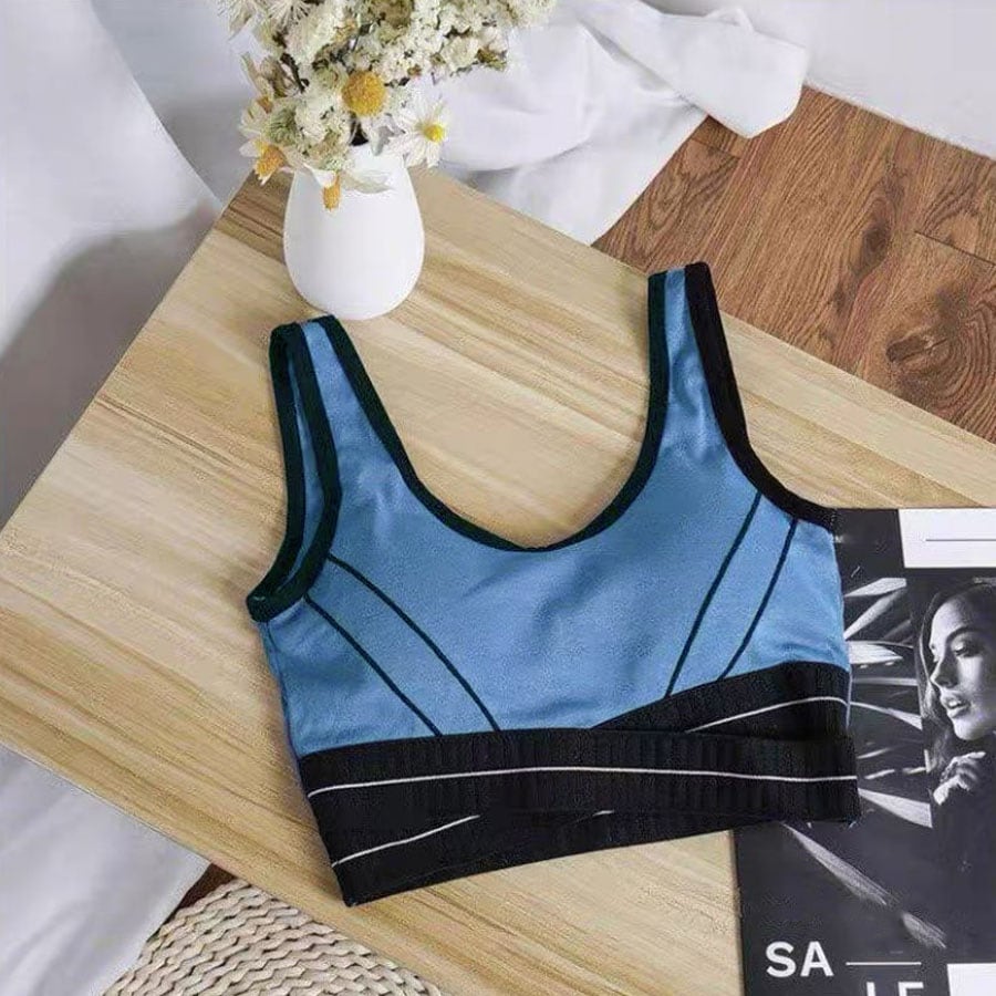 【ブルー】バイカラーショート丈タンクトップ （バット付）