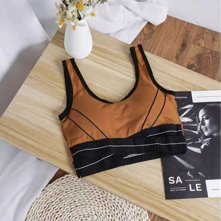 【キャメル】バイカラーショート丈タンクトップ （バット付）