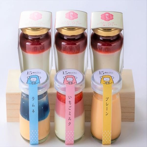 スカイベリーのチーズケーキ＆ジャム二層デザートとなめらかプリン3種のバラエティセット