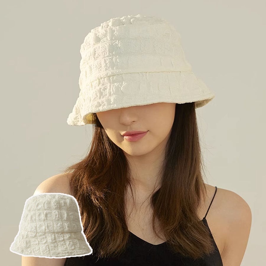 【ベージュ】シャーリングバケットハット