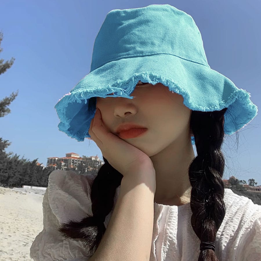 【ライトブルー】フリンジバケットハット