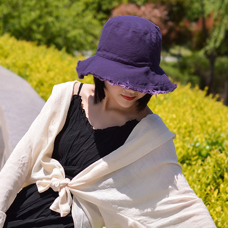 【パープル】フリンジバケットハット