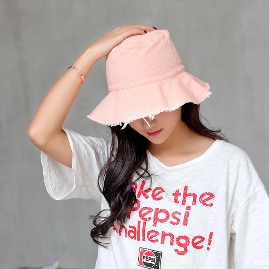 【ピンク】フリンジバケットハット