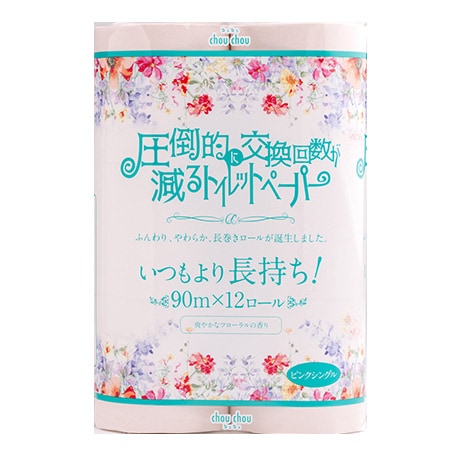 [シングル] シュシュ/トイレットペーパー【計96ロール：(90m×12ロール)×8袋】