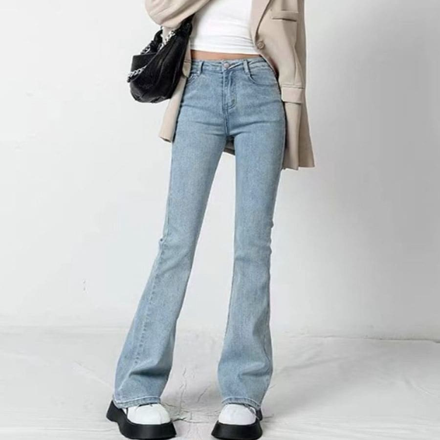 【ライトブルー/Lサイズ】フレアパンツ