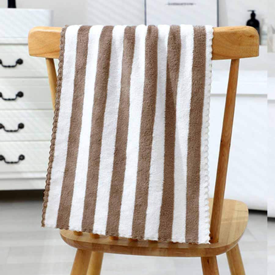 【キャメル】ボーダーフェイスタオル