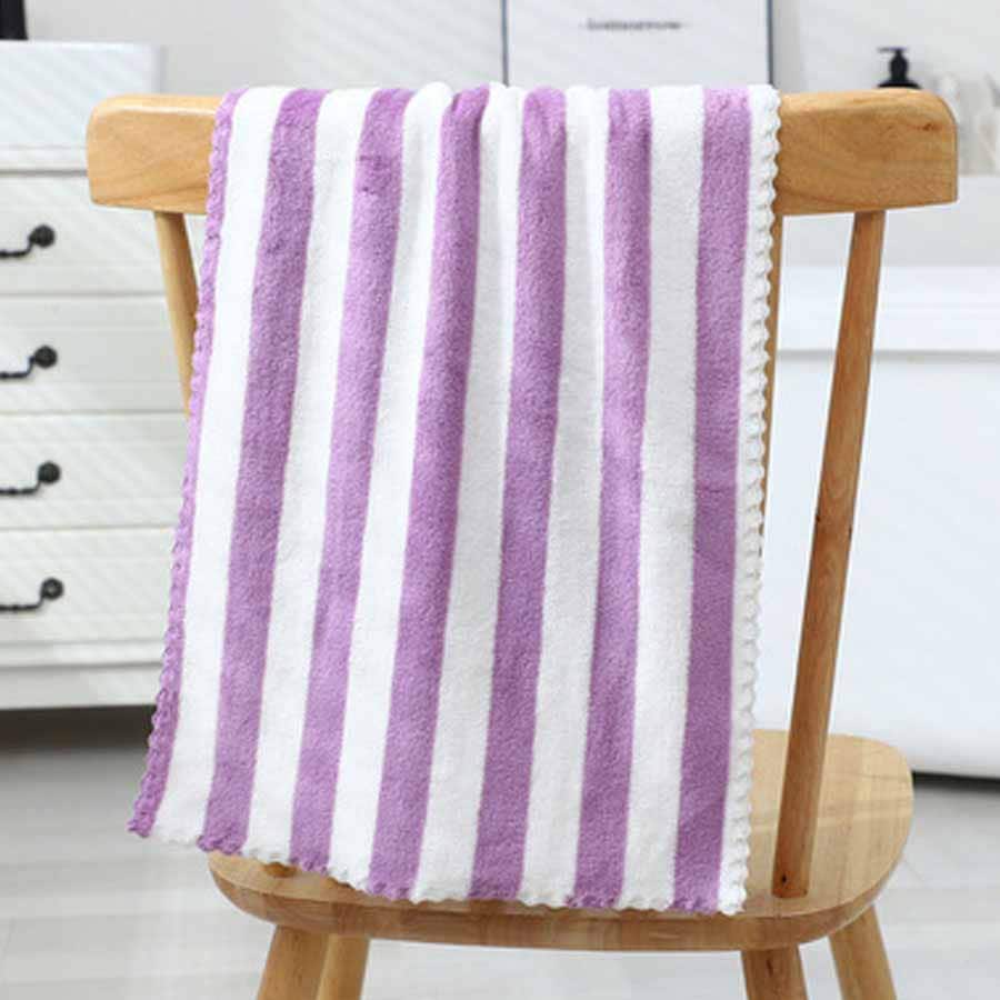 【パープル】ボーダーフェイスタオル