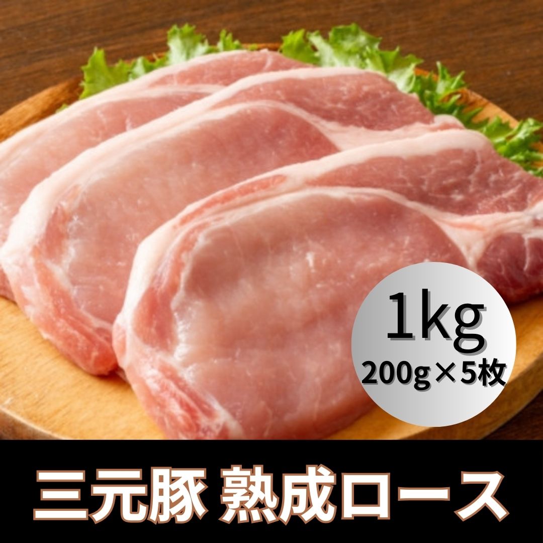 【1kg/200g×5枚】三元豚 熟成豚ロース 厚切りステーキカット