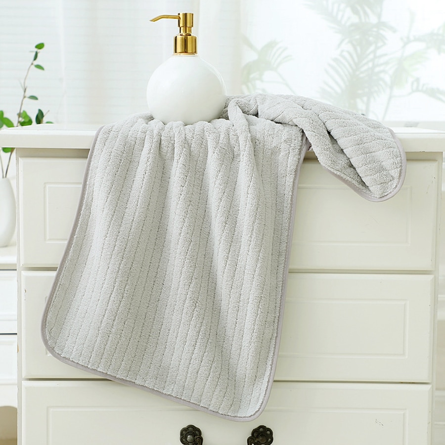 【ライトグレー】ループ付きフェイスタオル