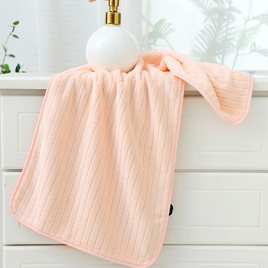 【ライトピンク】ループ付きフェイスタオル