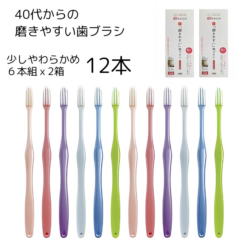 【12本】40代からの 磨きやすい 歯ブラシ 職人 田辺重吉考案 6本組【先細・毛少しやわらかめ】