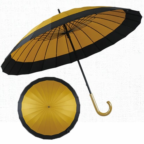 【黄×黒】強風・大雨に強い24本骨 和傘