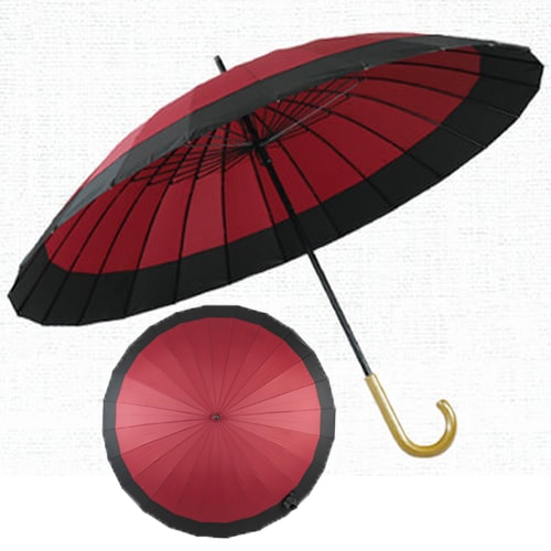 【赤×黒】強風・大雨に強い24本骨 和傘