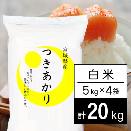 【計20kg/5kgx4袋】令和6年産 陸奥の米 宮城県産 つきあかり 白米