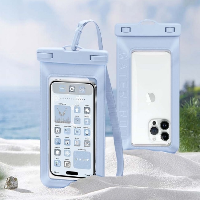 【ブルー】プールやアウトドア、様々なシーンで使える防水性能抜群のスマホケース