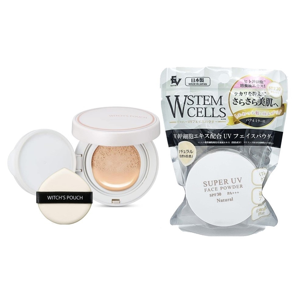 【各1個】ヒト幹細胞配合UVフェイスパウダー（N）＋セラムスキンクッションファンデーション