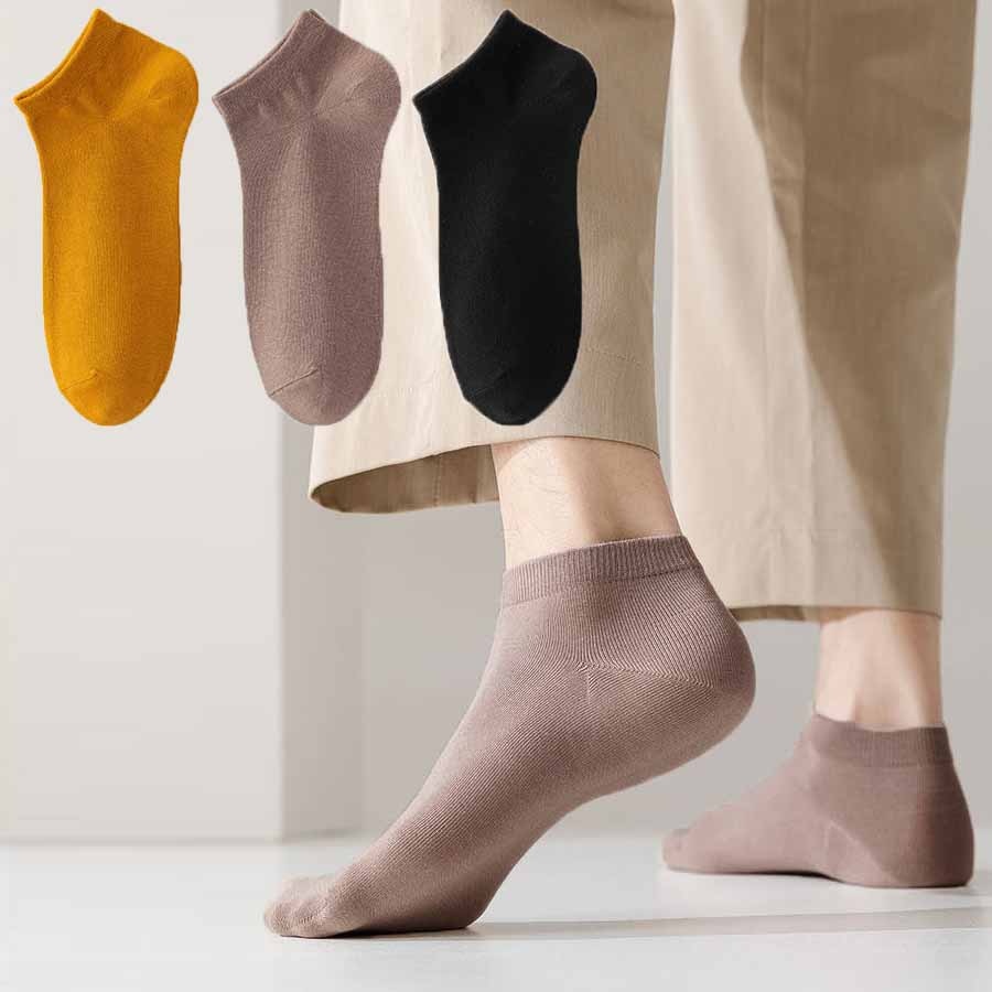 【3色セット】メンズソックス（ブラック・キャメル・イエロー）