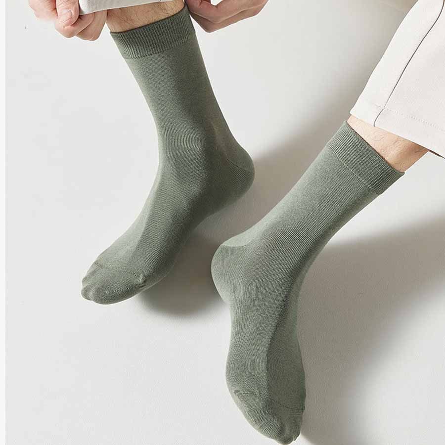 【グリーン】クルー丈シンプルソックス