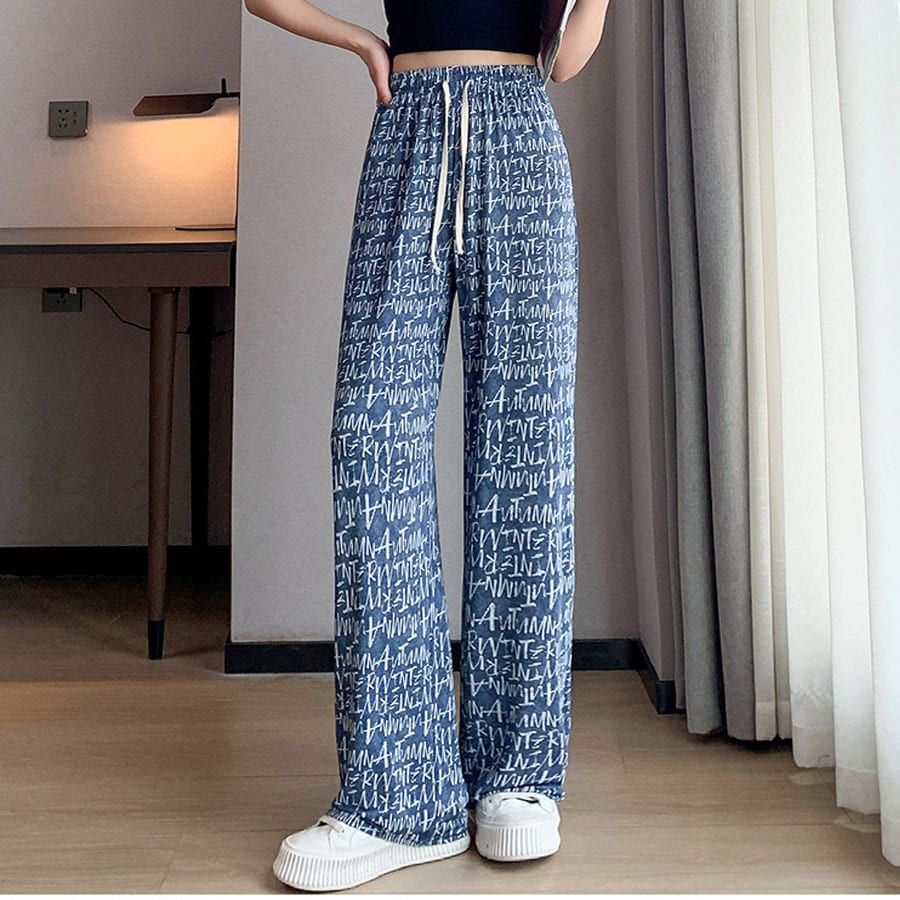 【A02】ウエストゴムストレートワイドパンツ