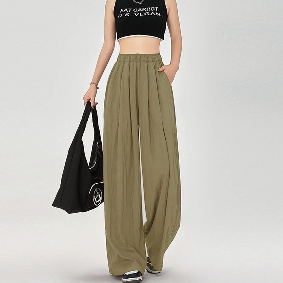 【ブラウン】 リラックスワイドパンツ