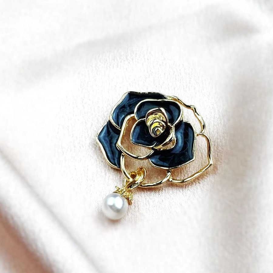 【ブラック】ローズモチーフブローチ