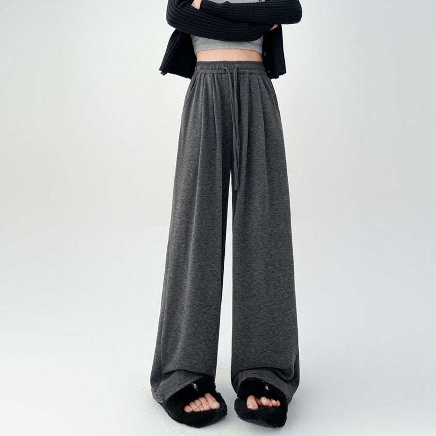 【グレー】ゆったりワイドスウェットパンツ