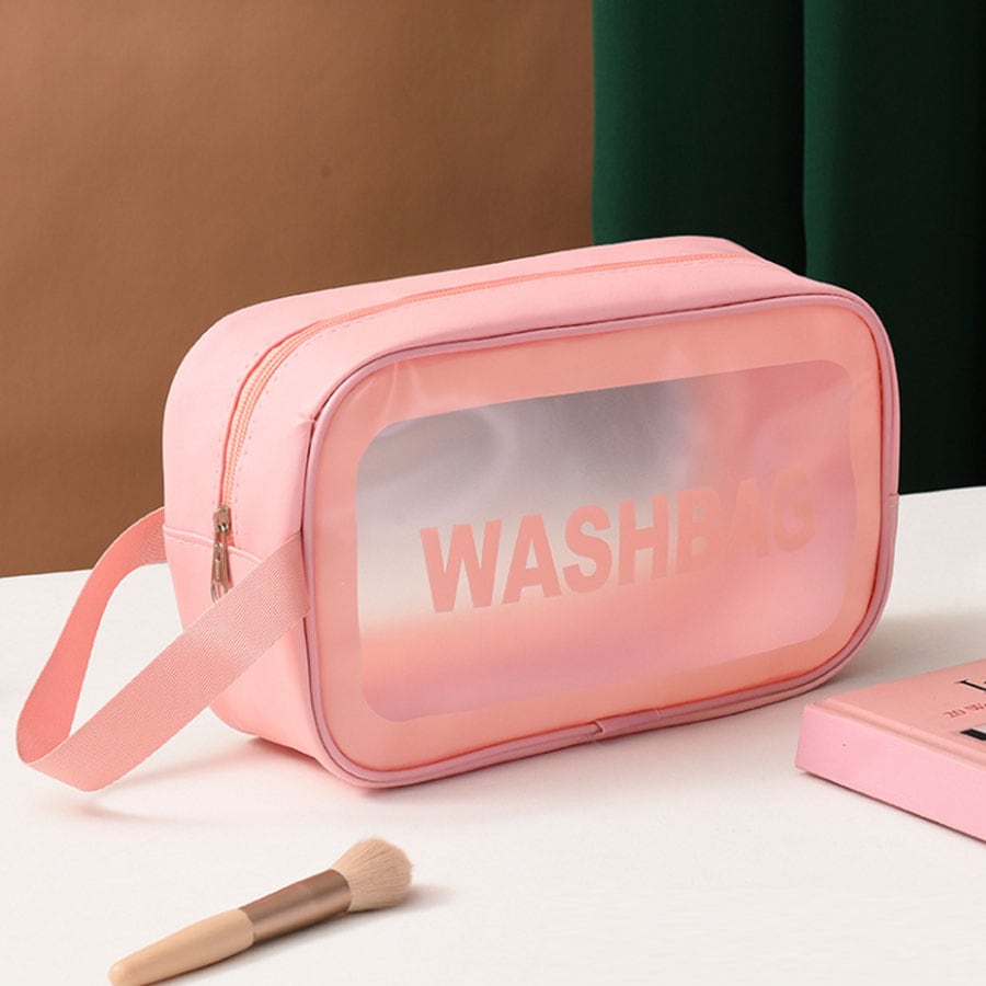 【ピンク/Sサイズ】たっぷり収納メイクポーチ スクエア