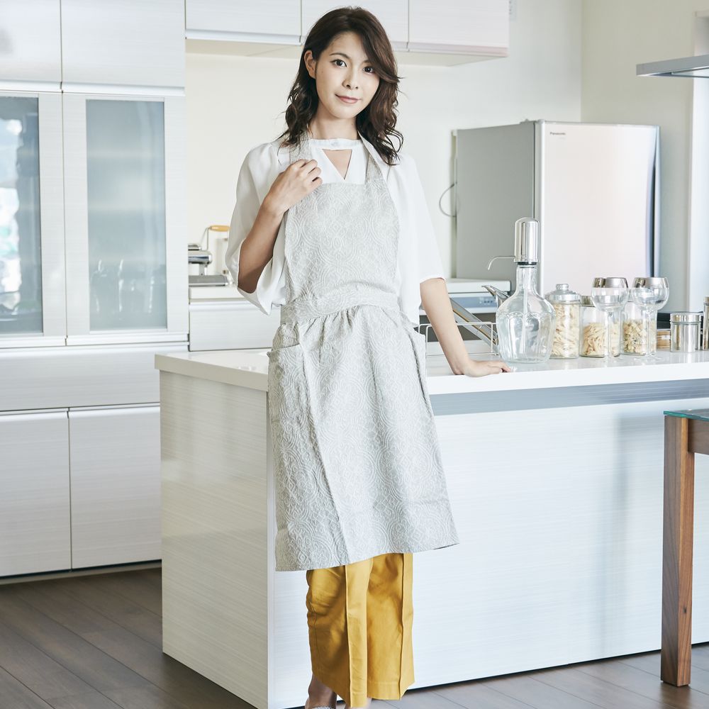 【アイボリー】ワンピース型エプロン　アデール