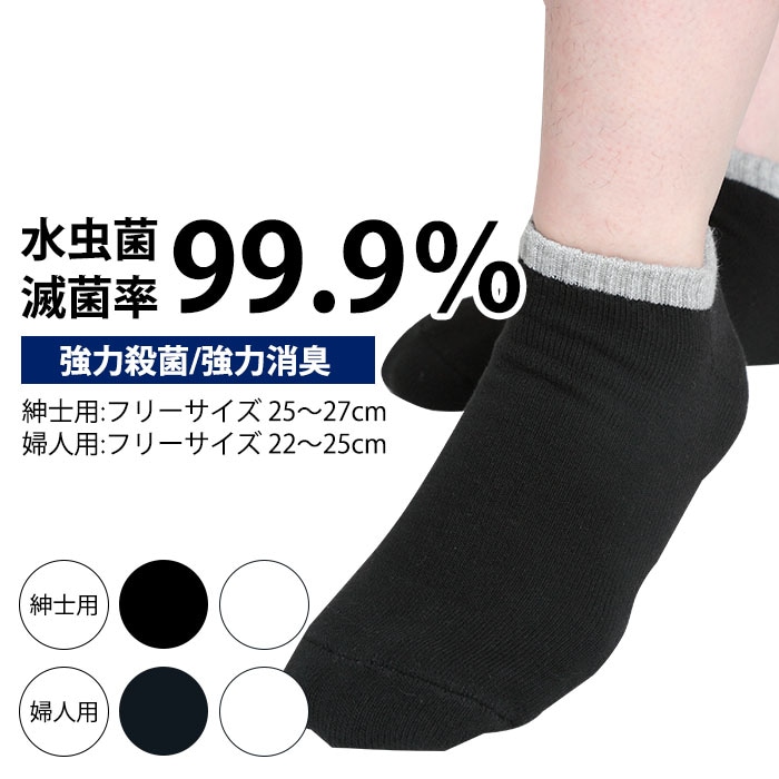 【婦人用 ブラック】強力殺菌・消臭　ナノシルバースニーカーソックス